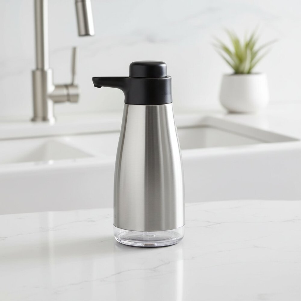 15fl.oz Stainless Steel Liquid Soap Dispenser for Dish and Hand Soap